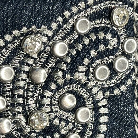 Suko Jeans Denim Skirt Dark Wash Embellished Pockets Size 10 - Picture 5 of 8